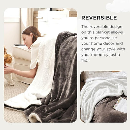 Bedsure GentleSoft Sherpa Fleece Oversized Cal King Blankets for Bed - Thick and Warm Throw for Women and Men, Soft Fuzzy Plush Large Blanket for Winter, Brown, 112x98 Inches