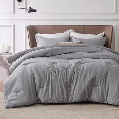 Bedsure Full Comforter Set - Dark Grey Soft Bedding for All Seasons, Cationic Dyed Bed Set, 3 Pieces, 1 Full Size Comforter (82"x86") and 2 Pillow Shams (20"x26"+2")