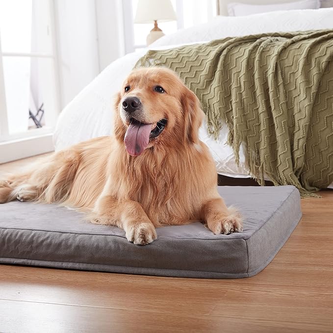Orthopedic Memory Foam Dog Bed, Cooling Dog Beds Waterproof Pet Bed for Crate with Removable Washable Cover, L(35inch,65Lbs)-Mewly Pet