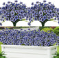 Lnoicy 12 Pcs Artificial Flowers for Outdoor,Plastic Flowers Decoration, UV Resistant Faux Flowers Shrubs, Artificial Plants for Indoor Outside Garden Home Wedding Farmhouse(Blue)