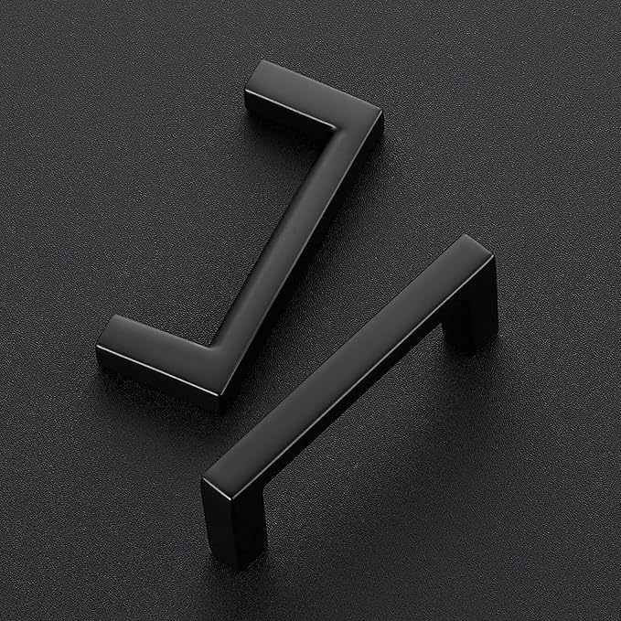 Ravinte 5 Pack Matte Black Cabinet Pulls, 2-1/2 Inch (64mm) Hole Center Slim Kitchen Handles, Square Drawer Pulls for Cabinets & Cupboards, Hardware