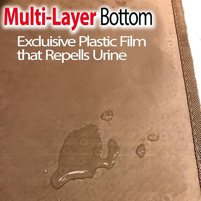 iPrimio Large Cat Litter Trapper Mat w/ Urine/Waterproof Layer - Larger Holes w/ Urine Puppy Pad Option - Cat Litter Mat, Light and Soft (Brown Color)-Mewly Pet