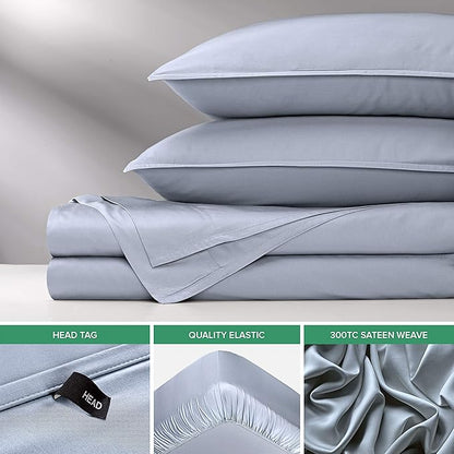 King Sheets by Pure Bamboo, Genuine 100% Organic Viscose Derived from Bamboo Bed Sheet Set, Luxuriously Soft & Cooling, Double Stitching, Lifetime Quality Promise (King, Sterling Blue)