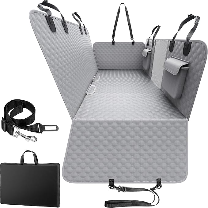 Back Seat Extender for Dogs, Heavy Duty Dog Car Seat Cover for Back Seat and Aggressive Chewer, Large Hard Bottom Car Seat Cover for Dogs, Dog Hammock for Car, Travel Pet Car Bed for Car, SUV, Truck-Mewly Pet