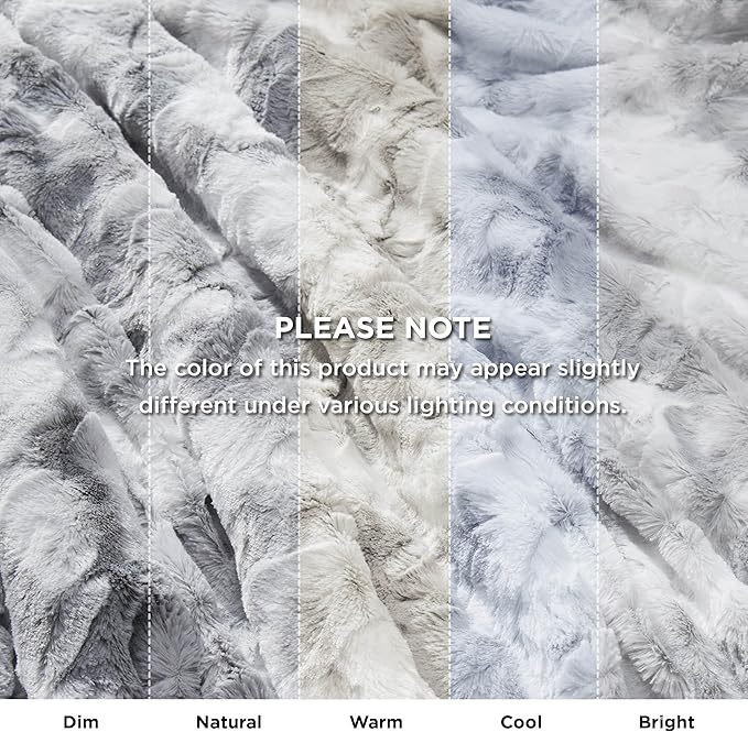 Bedsure GentleSoft Sherpa Fluffy Blanket Queen Size for Bed - Fleece Warm and Cozy for Women Gift, Plush & Fuzzy Faux Fur Christmas Blanket for Couch Decor, Tie Dye Design, Light Grey, 90x90 Inches