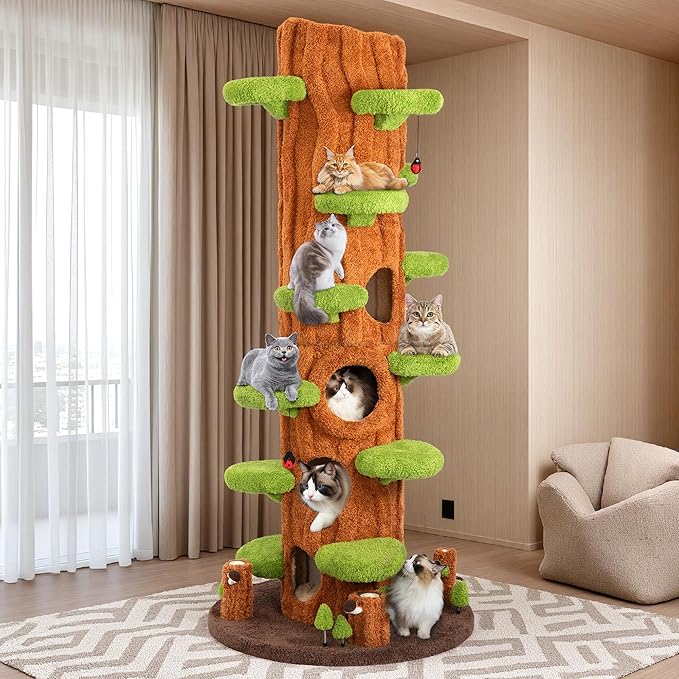 Luxury Cat Tree Tower for Indoor Cats,88.6" Tall Cat Tree,Multi-Level Furniture Activity Center with Scratching Posts Stand House Condo Funny Toys Kittens Pet Play House-Mewly Pet