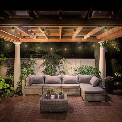 Feit Electric 30ft Outdoor Incandescent String Lights, Warm Amber Glow, Heavy-Duty Weatherproof Cord, Includes 10 Clear Bulbs + 5 Spares, End-to-End Connectable for Patios and Gazebos, SL30-10