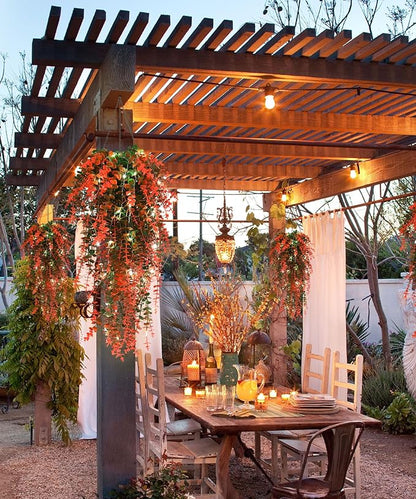 Hanging Decor Faux Plants Outdoor Artificial Hanging Plants Artificial Decor for Outdoors Plants Decor Faux Hanging Plants Fake Plants for Indoor Wall Room Backgarden Yard Front Door Decor(Orange)