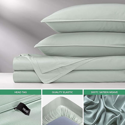 Twin XL Sheets by Pure Bamboo, Genuine 100% Organic Viscose Derived from Bamboo Bed Sheet Set, Luxuriously Soft & Cooling, Double Stitching, Lifetime Quality Promise (Twin XL, Sea Glass)