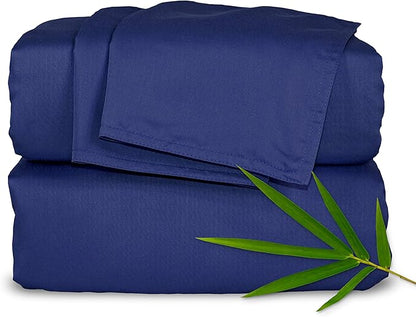 Full Sheets by Pure Bamboo, Genuine 100% Organic Viscose Derived from Bamboo Bed Sheet Set, Luxuriously Soft & Cooling, Double Stitching, Lifetime Quality Promise (Full, Cobalt Blue)
