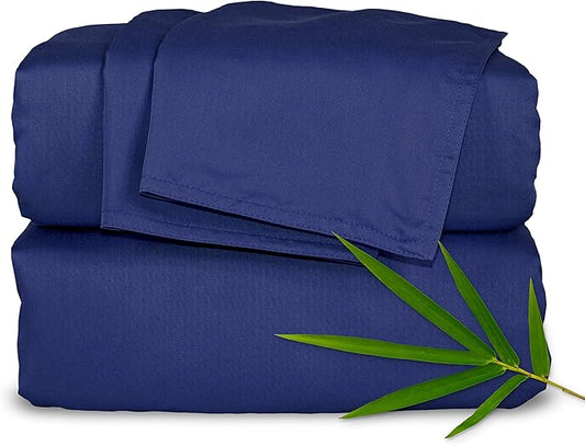 Full Sheets by Pure Bamboo, Genuine 100% Organic Viscose Derived from Bamboo Bed Sheet Set, Luxuriously Soft & Cooling, Double Stitching, Lifetime Quality Promise (Full, Cobalt Blue)