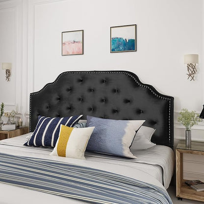 Christopher Knight Home Silas Velvet Headboard, Queen / Full, Black / Black