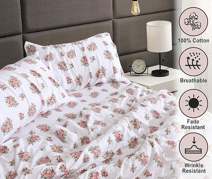 RUVANTI Flannel Sheets Full Size - 100% Cotton Double Brushed Bed Sheets Set, Deep Pockets 16 Inches, All Seasons Breathable & Extra Soft Full Sheets, Warm & Cozy, 4 Piece, Bali
