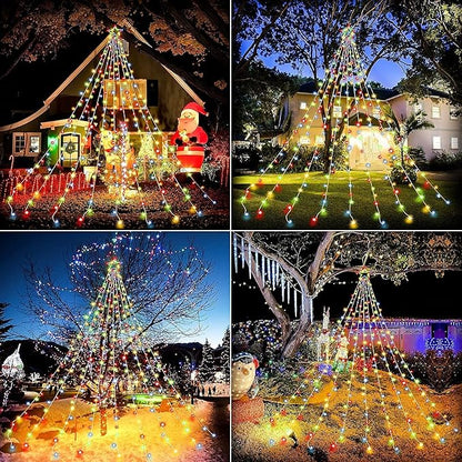 FUNIAO (New) Christmas Decoration Lights, 320 LED Waterproof String Lights with Star Topper, 8 Light Modes for Christmas Tree Decoration, Holiday, Wedding (Multicolor)