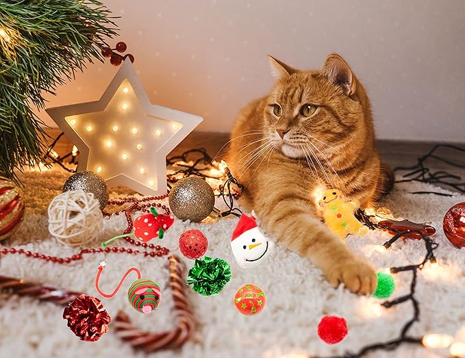 Fashion's Talk Holiday Festive Red Variety Pack Gift Box Cat Toy with Catnip, Box 20 Count-Mewly Pet