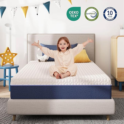 8 Inch Twin Size Mattress for Kids, Gel Cooling Memory Foam Mattress in A Box, Medium Firm Feel for Back Pain Relief, CertiPUR US Certified