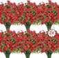 Ouddy Decor 24 Bundles Artificial Flowers for Outdoors Fake Silk Flowers UV Resistant Faux Plastic Plants for Spring Summer Garden Porch Window Box Table Vase Home Indoor Outdoor Decoration, Red