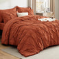 Bedsure Full Comforter Set Burnt Orange - Bed in a Bag Full Size Bedding Set 7 Pieces, GentleSoft™ Pintuck Bed Set Gift for Family, Pinch Pleat All Season Comforter with Sheets, Pillowcases & Shams