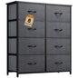 DWVO Fabric Dresser for Room, Tall Storage 8 Drawers, Black Dresser & Chest of Drawers, Storage Drawer Organizer for Closet, Living Room