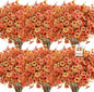 SHareconn 48 Bundles Artificial Fall Flowers for Outdoors Decoration, UV Resistant Silk Eucalyptus Lavender Faux Autumn Fake Plants for Outside Indoor Garden Yard Porch Home Decor, Autumn Orange-Red