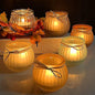 WDHODEC Fall Votive Candle Holders Set of 12, Pumpkin Glass Tea Lights Candle Holder for Thanksgiving Halloween Table Fireplace Decor