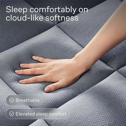 Ultra Soft Queen Size Mattress Topper - Viscose Made from Bamboo Pillow Top Mattress Pad for Back Pain Relief - Naturally Cooling for Hot Sleepers, Gray
