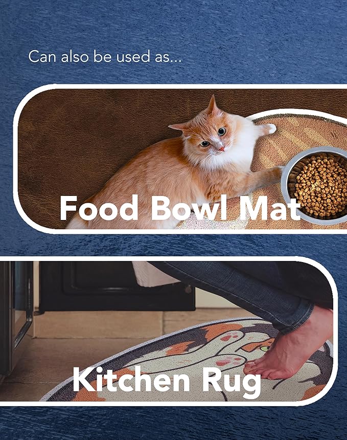 Lukamoo® Cute Cat Litter Mat (30’’x20’’), Large/L, for Kitty Litter & Cute Cat Litter Box, Litter Trapping Mat (Brown Tabby)-Mewly Pet