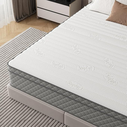PurrJoys Queen Mattress, 12 Inch Hybrid Queen Size Mattress with Cooling Gel Memory Foam and Pocket Springs, CertiPUR-US Certified, Medium Firm