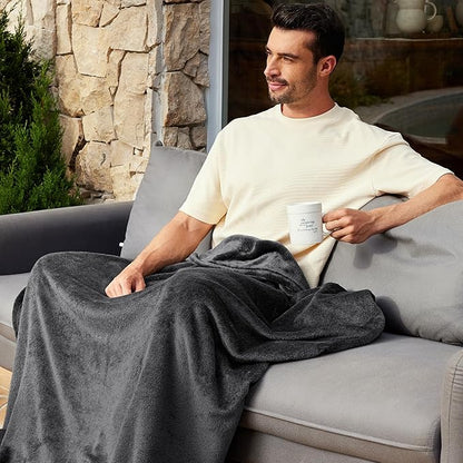 Exclusivo Mezcla Fleece Blanket Queen Size for Bed, Super Soft and Warm, All Season Use, Cozy, Plush, Lightweight, 90x90 Inches, Dark Grey