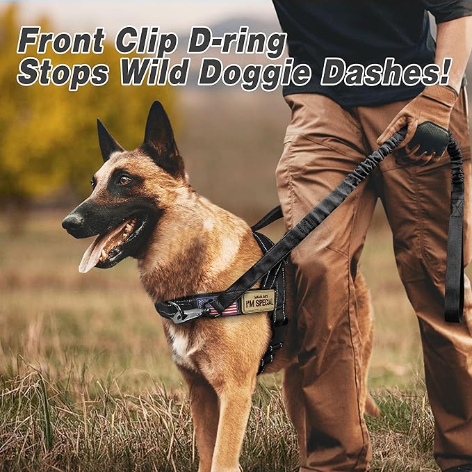 Forestpaw No Pull Dog Harness - Soft Flannel Padded Tactical Dog Vest Harness with Quick Release Buckle, Adjustable Reflective Pet Harness for Large Dogs Walking Training,Black XL-Mewly Pet