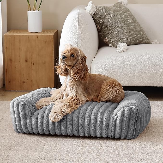 Arlee Saddle Sofa Memory Foam Pet Bed, Comfortable & Washable, Ideal for Dogs and Puppies, Extra Comfort, Couch Design, Crate & Kennel Furniture, Pet Supplies & Essentials, Grey, Medium-Mewly Pet