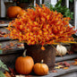 Artificial Fall Flowers Outdoor Fake Mums - 16 Bundles Fake Plants UV Resistant No Fade Faux Plastic Greenery Garden Porch Patio Fall Home Decor (1, OrangeYellow)