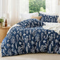 Bedsure King Comforter Set - Navy Bed Set, 3 Pieces Cute Floral Bedding, 1 Soft Reversible Botanical Flowers Comforter and 2 Pillow Shams