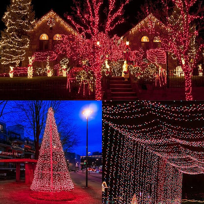 HOME LIGHTING 66ft Christmas Decorative Mini Lights, 200 LED Green Wire Fairy Starry String Lights Plug in, 8 Lighting Modes, Waterproof for Indoor Outdoor Xmas Tree Wedding Party Decoration (Red)