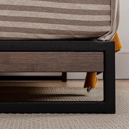 ZINUS Suzanne Bamboo and Metal Platform Bed Frame, 7-Inch Low Profile, Solid Steel Construction, No Box Spring Needed, Wood Slat Support, Easy Assembly, Grey Wash, Queen