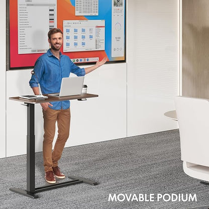 FLEXISPOT H7 Adjustable Overbed Bedside Table with Wheels Pneumatic Mobile Standing Desk Laptop Desk Rolling Computer Cart Movable Table Hospital Home Use(31.5" W x 17.7" D, Maple Large)