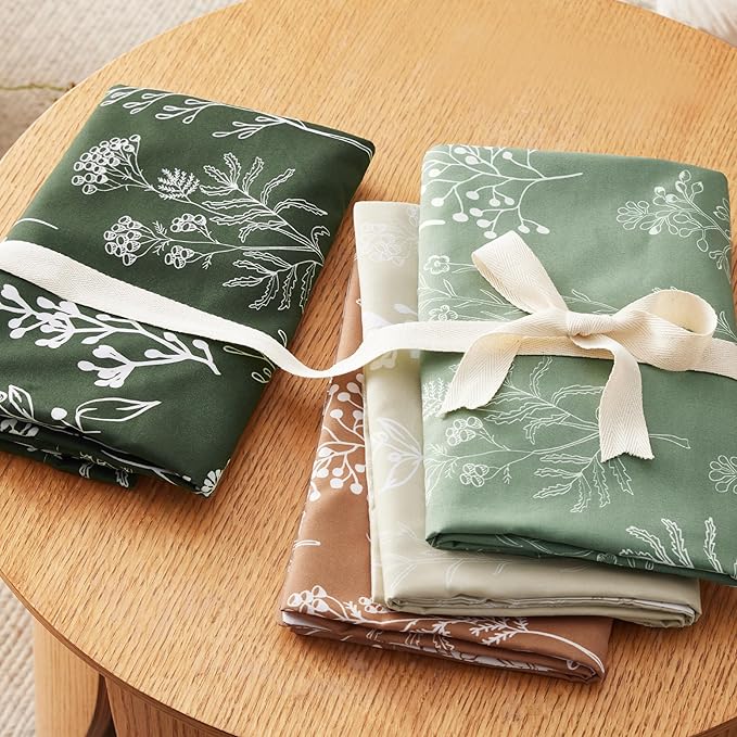 Bedsure King Comforter Set - Linen Bed Set, 3 Pieces Cute Floral Bedding, 1 Soft Reversible Botanical Flowers Comforter and 2 Pillow Shams