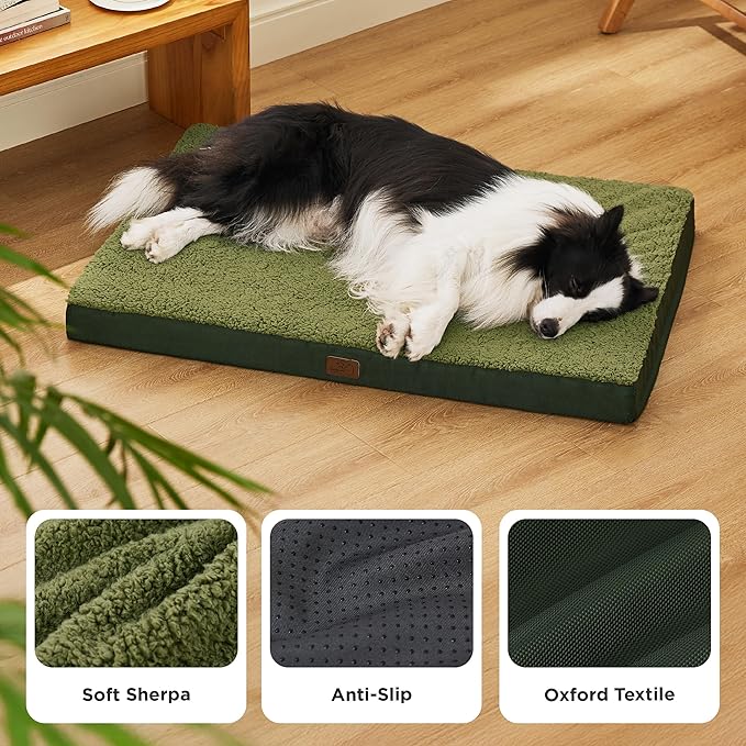Bedsure Dog Beds Large Sized Dog - Orthopedic Flat Pet Beds with Removable Washable Cover, Egg Crate Foam Puppy Mat, Suitable for Pet Up to 65 lbs-Mewly Pet