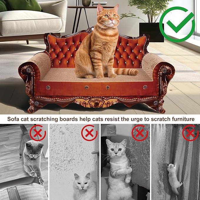 Sofa Shaped Scratching Couch,Thick Scratching Cardboard, Lounge Bed for Indoor Rest&Play, Sofa Scratcher Pad (21.2" L X 12.2 "W X 11.8" H)-Mewly Pet