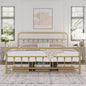 Yaheetech Classic Metal Platform Bed Frame Mattress Foundation with Victorian Style Iron-Art Headboard/Footboard/Under Bed Storage/No Box Spring Needed/King Size Antique Gold