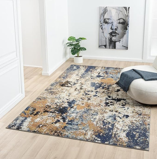 Keen Home Design Area Rugs - 5x8 Non-Shedding, Abstract Rugs for Kitchen, Living Room, Bedroom, Dining Room, Entryway - Size: 5'3" x 7'7", Multi