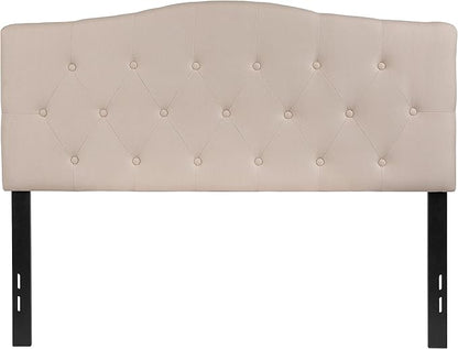 Flash Furniture Cambridge Button Tufted and Diamond Stitched Upholstered Full Size Headboard in Beige Fabric