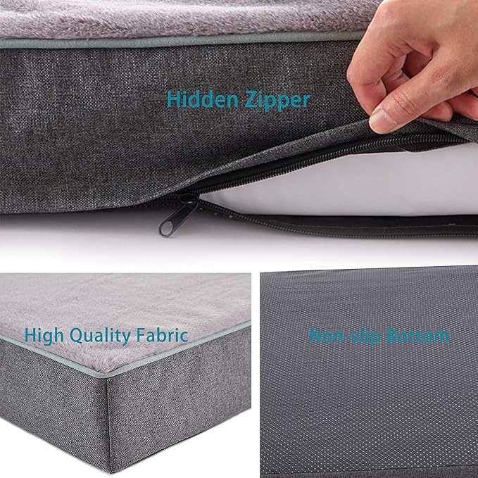 Orthopedic Memory Foam Dog Bed, Cooling Dog Beds for Extra Large Dogs -Waterproof Pet Bed for Crate with Removable Washable Cover, XL(41inch,90Lbs)-Mewly Pet