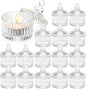 16 Piece Votive Candle Holders with Lids, Tealight Candle Holders in Bulk, Glass Small for Table Centerpiece, Wedding, Home Decor (2.68'' x 1.65'', Clear)