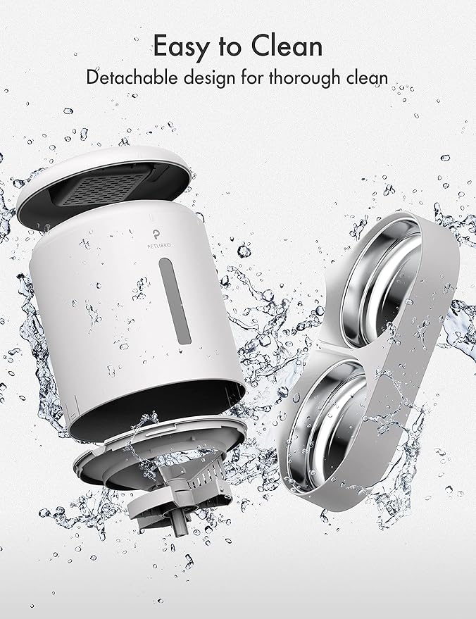 PETLIBRO Automatic Cat Food Dispenser for 2 Pets 5L Auto Dog Feeder Dry Food Dispenser with Splitter & 2 Stainless Bowls, 10s Meal Call and Timer Setting 50 Portions 6 Meals Per Day, Dual Tray Feeder-Mewly Pet