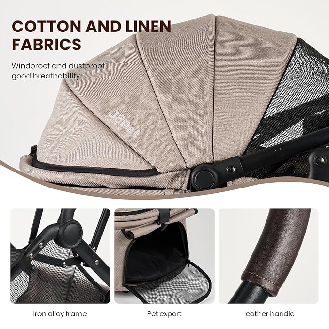 Pet Stroller for Small and medlium Dogs, Dog Cat Stroller, Foldable carts, Carrier, One-Hand Automatic Folding, Puppy, Detachble Carrier (Misty Green)-Mewly Pet