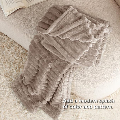Bedsure GentleSoft Mocha Meringue Fleece Blanket for Couch - Cozy Soft Blankets for Women, Cute Small Throws for Girls, 50x70 Inches