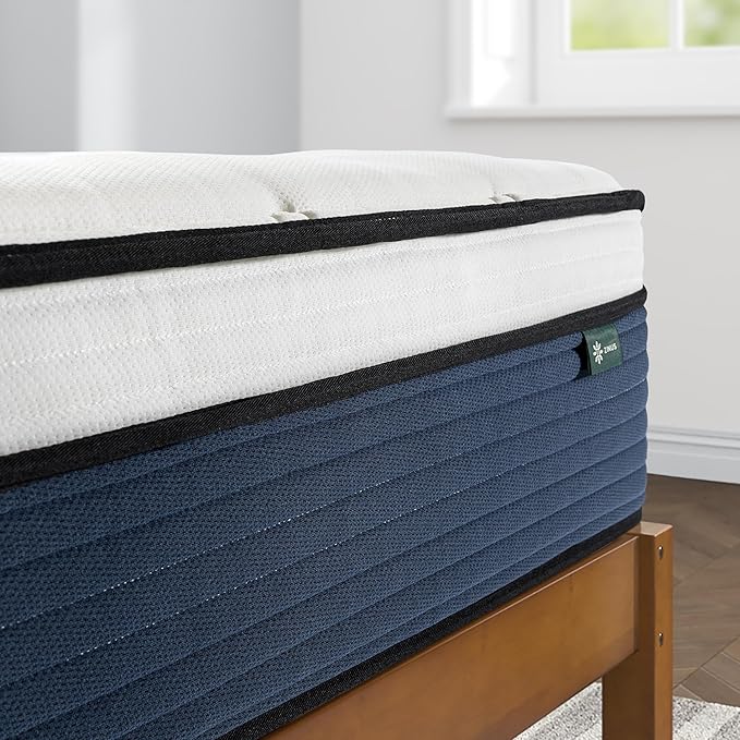 ZINUS 12 Inch Comfort Support Hybrid Mattress [New Version], Queen, Fiberglass Free, Medium Plush, Motion Isolation, Certified Safe Foams & Fabric, Mattress in A Box