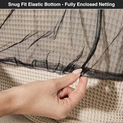 Black Mosquito Net for Single to King-Sized Beds – 2 Openings or Fully-Enclosed Bed Canopy – Conical Design for Decoration or Travel – Free Bag & Hanging Kit for Easy Setup