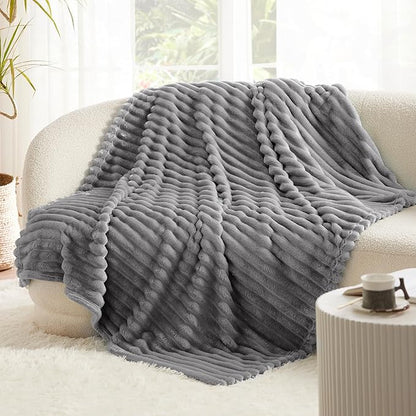 Bedsure GentleSoft Frost Gray Fleece Blanket for Couch -Cozy Soft Blankets for Women, Cute Small Throws for Girls, 60x80 Inches